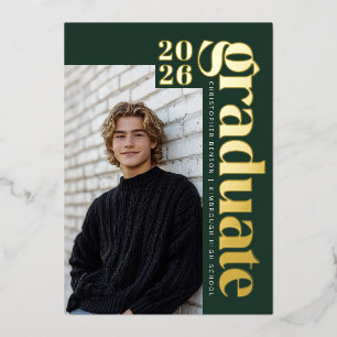 2026 Forest Green Modern 4 Photo Graduation Gold