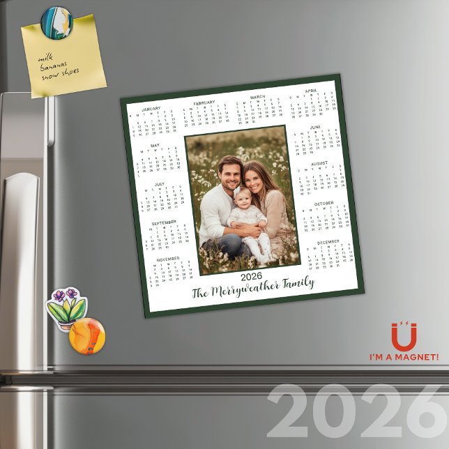 2026 Forest Green Photo Magnetic Calendar (2026 Forest Green Photo Magnetic Calendar)