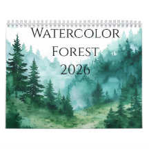 2026 Forest Watercolors Calendar: A Year of Serene