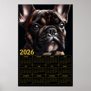 2026 French Bulldog Calendar Poster