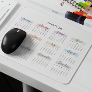 2026 FULL YEAR CALENDAR PASTEL HANDWRITTEN SCRIPT MOUSE PAD