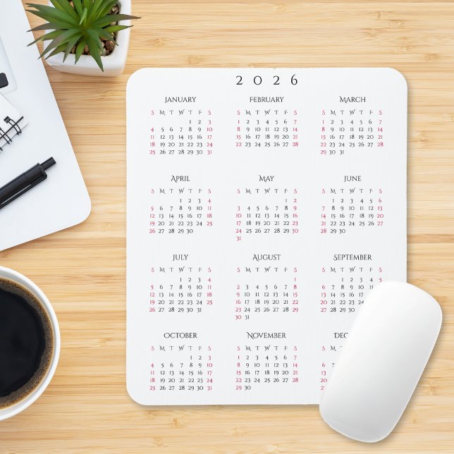 2026 Full Year Yearly Calendar Elegant Home Office Mouse Pad (2026 Full Year Yearly Calendar Elegant Home Office Mouse Pad)
