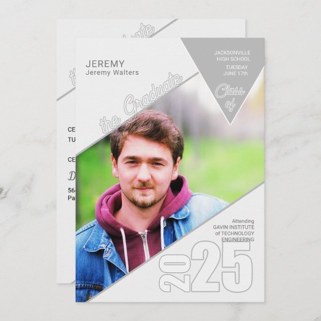 2026 Geometric Shapes Photo Graduation Invitation (Front/Back)