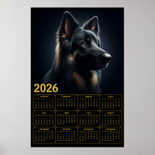 2026 German Shepherd Calendar – Bold Portrait  Poster