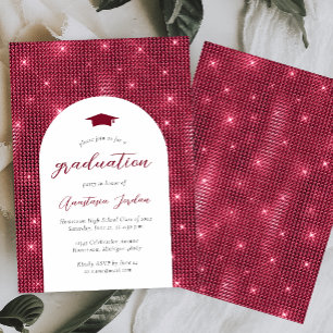 2026 Glam Twinkling Burgundy Arch Graduation Invitation