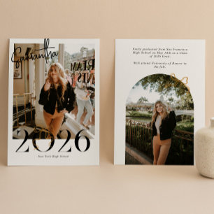 2026 Gold Coquette Bow Photo Graduation Announcement