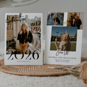 2026 Gold Coquette Bow Photo Graduation Invitation