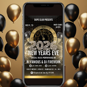 2026 Gold New Years Eve Party Invitation