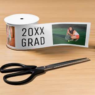 2026 Grad 3 Photo Collage on White Satin Ribbon