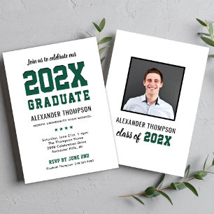 2026 Graduate Green Collegiate Photo Invitation