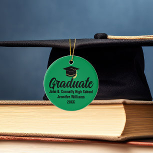 2026 Graduate Photo Custom Green Black Graduation Ceramic Tree Decoration