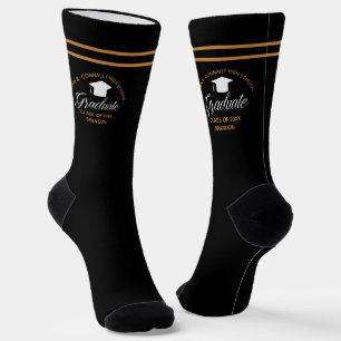 2026 Graduation Black Gold Custom High School Socks