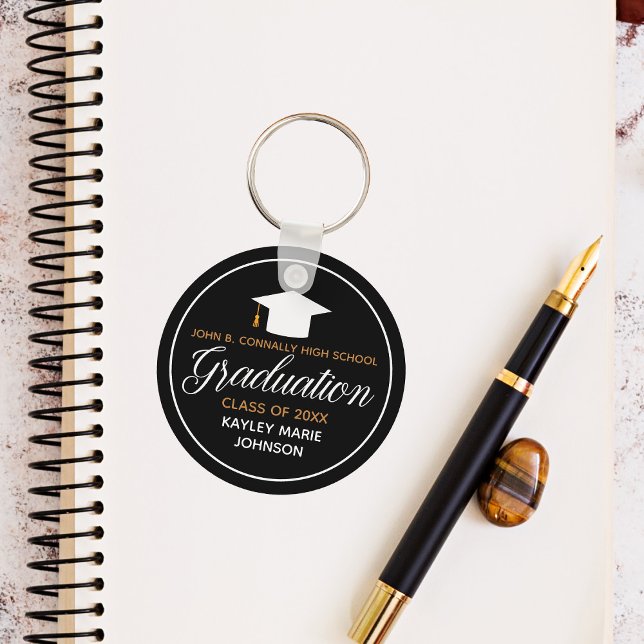 2026 Graduation Black Gold Custom School Monogram Key Ring (Creator Uploaded)