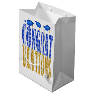 2026 Graduation Blue and Gold School Colors Medium Gift Bag