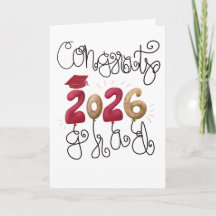 2026 Graduation Card in red and gold