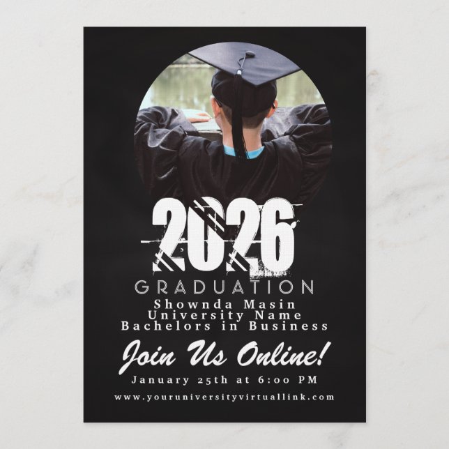 2026 Graduation Chalk Board Photo Invitation (Front)