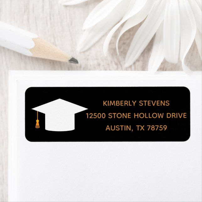 2026 Graduation Chic Black Gold Return Address (Insitu)