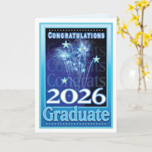2026 Graduation Congratulations Fireworks Stars Card