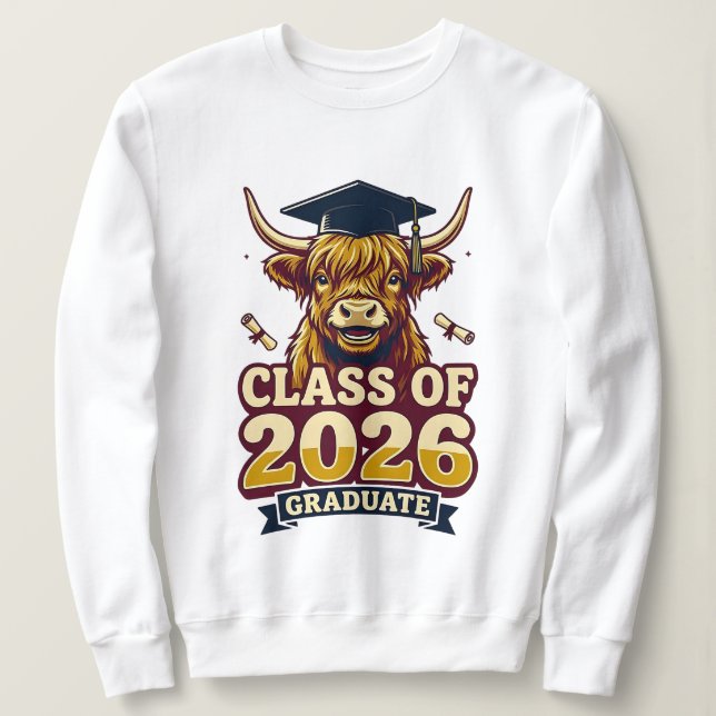 2026 graduation design featuring a highland cow  sweatshirt (Design Front)