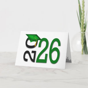 2026 Graduation Green and Black School Colors Card