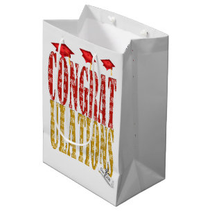 2026 Graduation In Red and Gold School Colors Medium Gift Bag