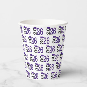 2026 Graduation Purple and Black Paper Cups