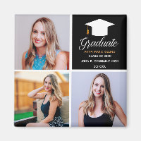 2026 Graduation Senior Photo Collage Black Gold