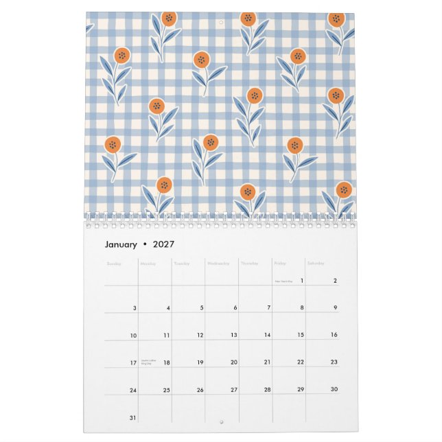 2026 Grandmillenial Pastel Floral Art Calendar (Jan 2027)