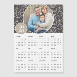 2026 Grey Beige Custom Photo Magnetic Calendar