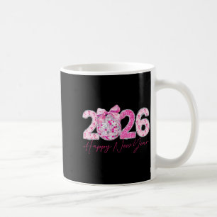 2026 Happy New Year Bow Patch Disco Ball Coffee Mug