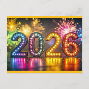 2026, Happy New Year Celebration, Postcard
