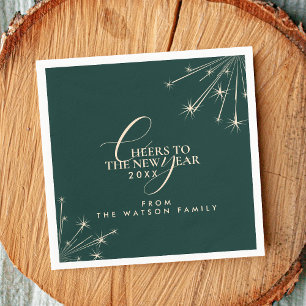 2026 Happy New Year Classy Modern Typography Green Napkin