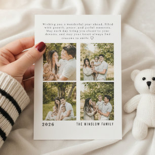2026 Happy New Year Four Photo Family Collage Card