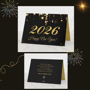 2026,Happy new year!gold stars Holiday Greetings Card
