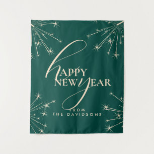 2026 Happy New Year Modern Festive Typography Tapestry