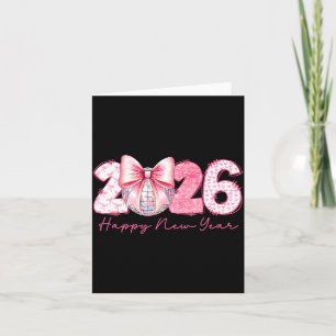 2026 Happy New Year Nk Coquette Preppy Disco Girly Card