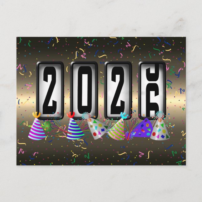 2026 Happy New Year Odometer Postcard (Front)