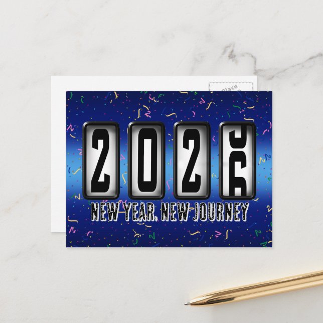2026 Happy New Year Odometer Postcard (Front/Back In Situ)
