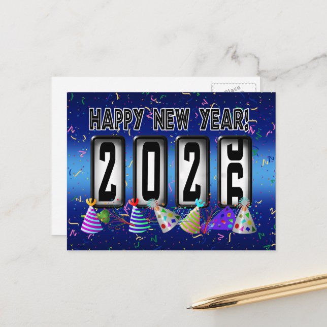 2026 Happy New Year Odometer Postcard (Front/Back In Situ)