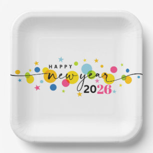2026 Happy New Year  Paper Plate