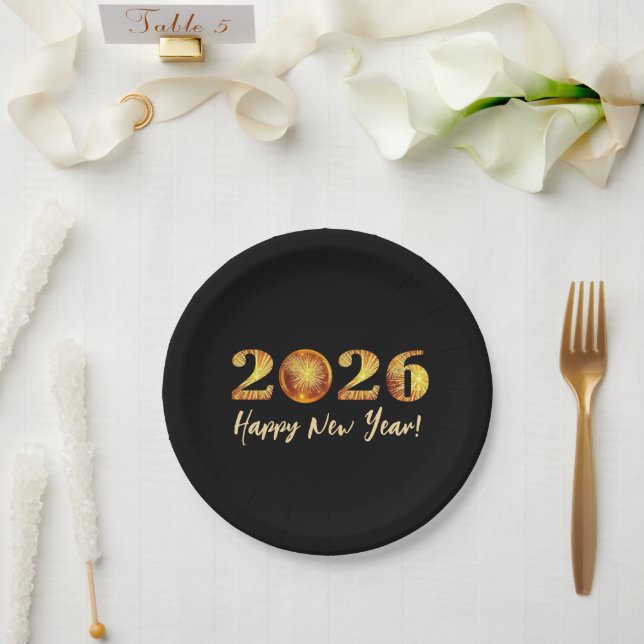 2026 Happy New Year Paper Plate (Wedding)