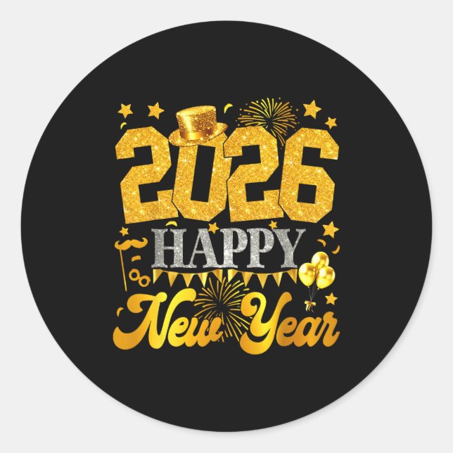 2026 Happy New Year Party Fireworks New Years Eve  Classic Round Sticker (Front)