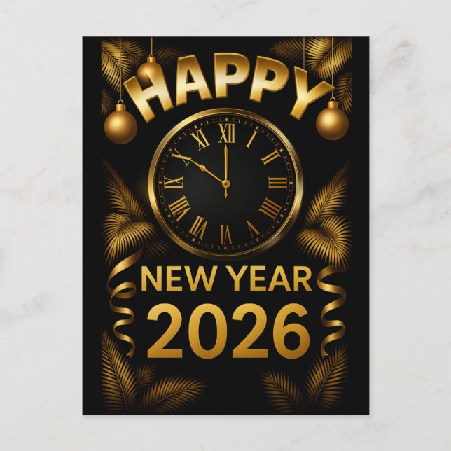  "2026 Happy New Year"  Postcard (Front)