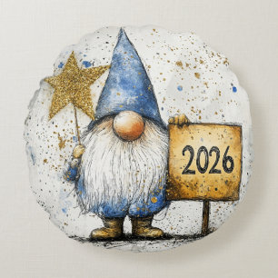 2026, Happy New Year Round Cushion