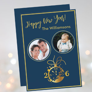 2026 Happy New Year's 2 Photo Clock Card