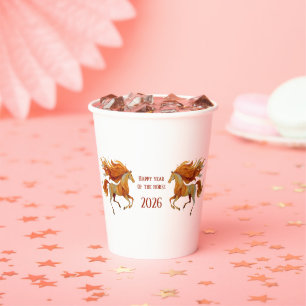 2026 Happy Year of the Horse Design Paper Cups