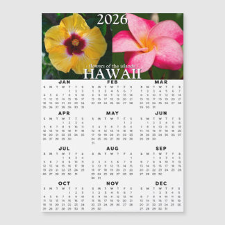 2026 Hawaii Flower Magnetic Calendar