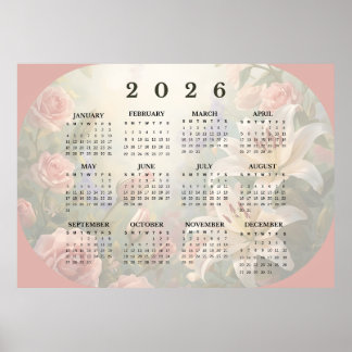 2026 Horizontal Wall Calendar Poster