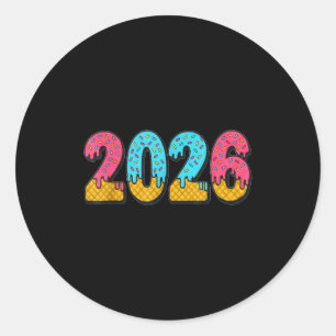 2026 Ice Cream Drip Meme New Year Gen Alpha Slang Classic Round Sticker