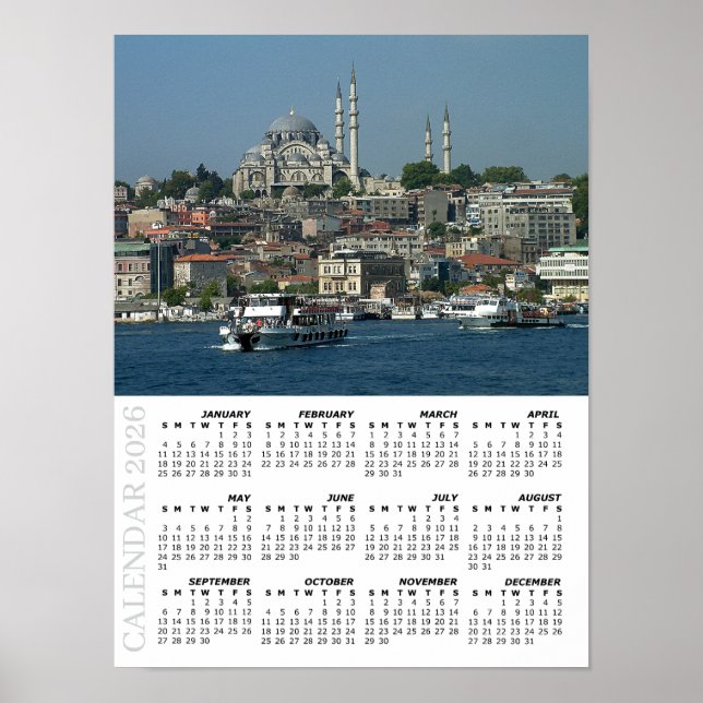 2026 Istanbul Calendar, Sultan Ahmed, Turkey Poster (Front)